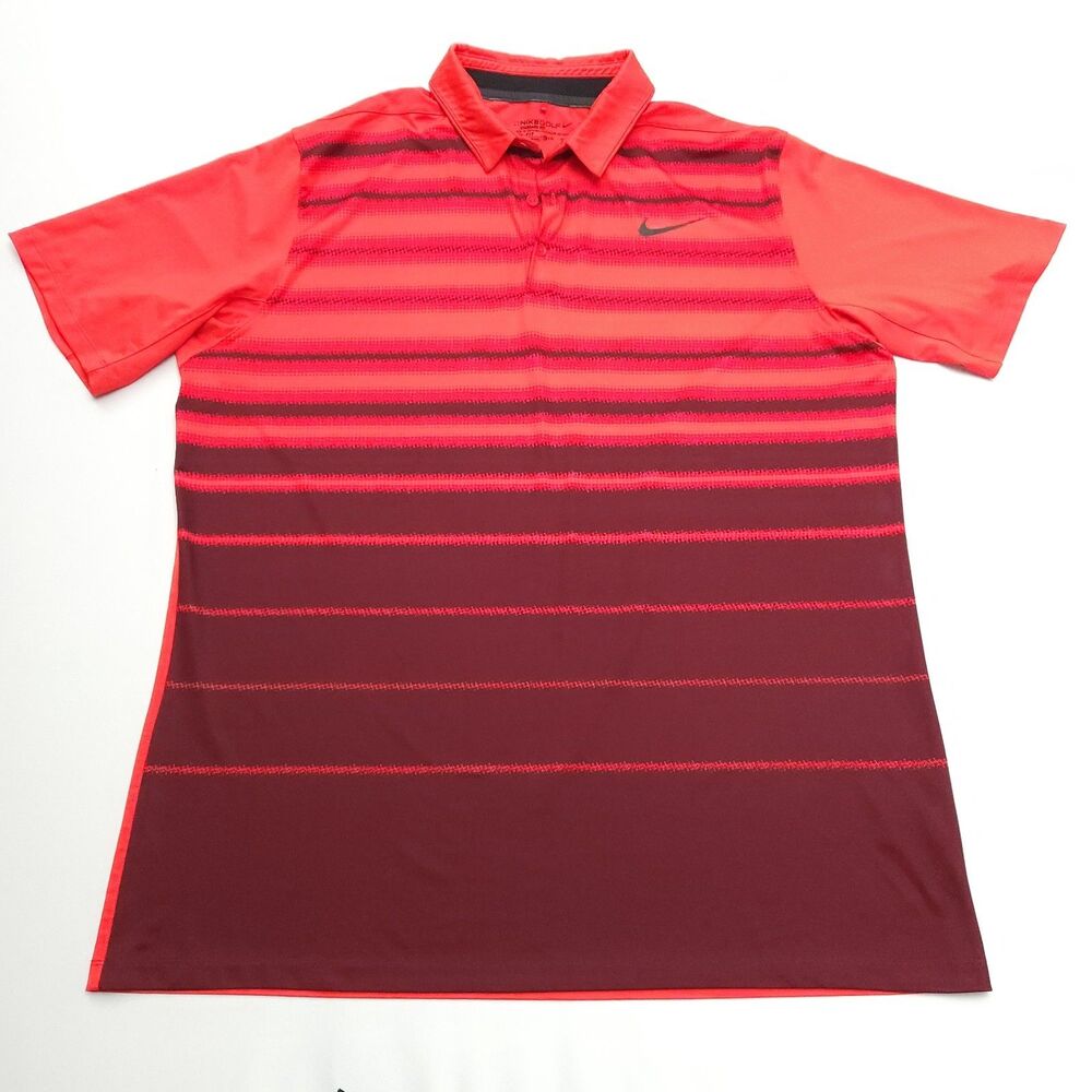 Nike Golf Dri-Fit Polo Shirt Mens XL Striped Performance 802843-696